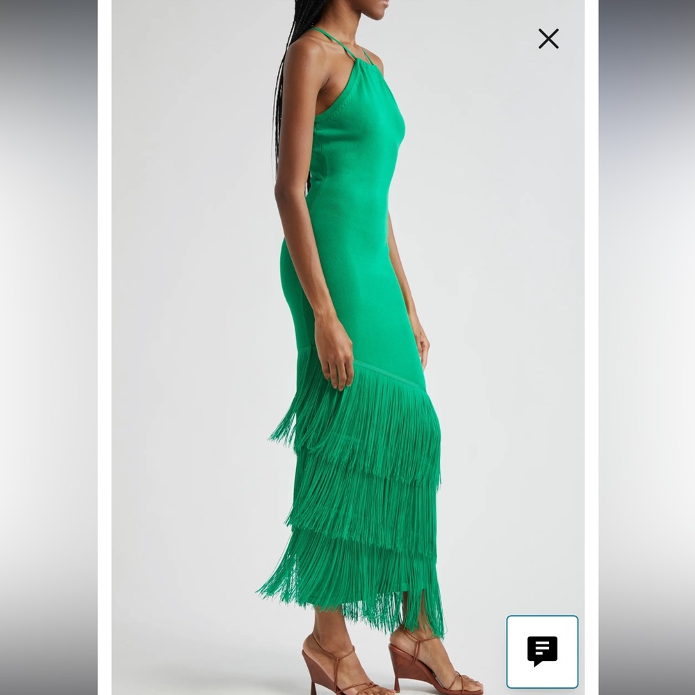 NWT Free People Elexiay Lokoja Green Fringe Halter Maxi Dress Small - Picture 3 of 13